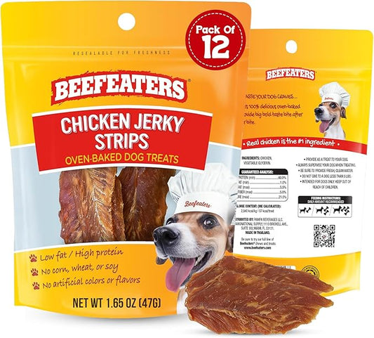 Beefeaters Chicken Jerky Strips for Dogs – Dog Treat. 100% Real Chicken Breast, Grain-Free, No Additives, Perfect for Training & Healthy Growth, Allergy-Friendly