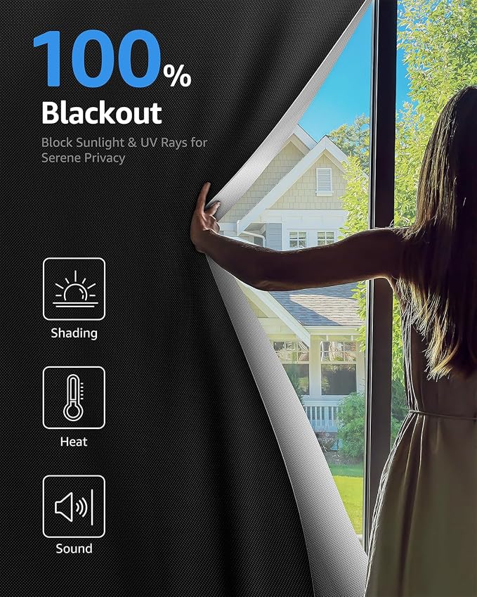 Sumobaby Blackout Curtains for Bedroom Portable 51"x60", No Drill Blackout