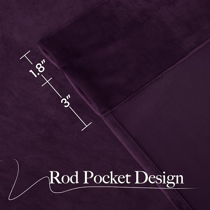 NICETOWN Purple Velvet Curtains 90 inch Long
