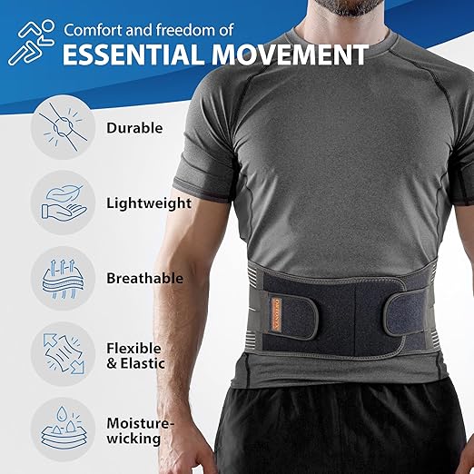 ORTONYX Lower Back Support Belt for Men and Women, Heavy Wok Lifting, Back pain Relief, Herniated Disc, Sciatica/Black XL