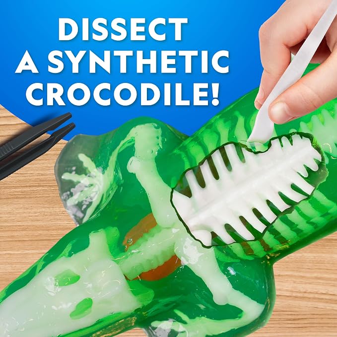 National Geographic Glow in the Dark Crocodile Dissection Lab Kit for Kids | 16 Bones and 6 Organs, Synthetic Crocodile, Refill Pack, Kid-Friendly Dissection Tools, Anatomy Learning, Birthday Gift