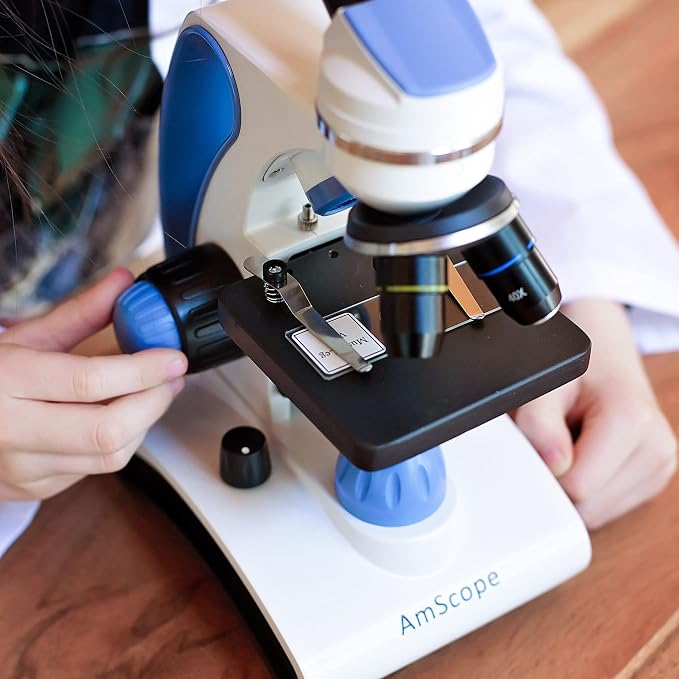 AmScope M162C-2L-PB10 1000X Dual Light Glass Lens Metal Frame Microscope | 40X-1000X Magnification Range