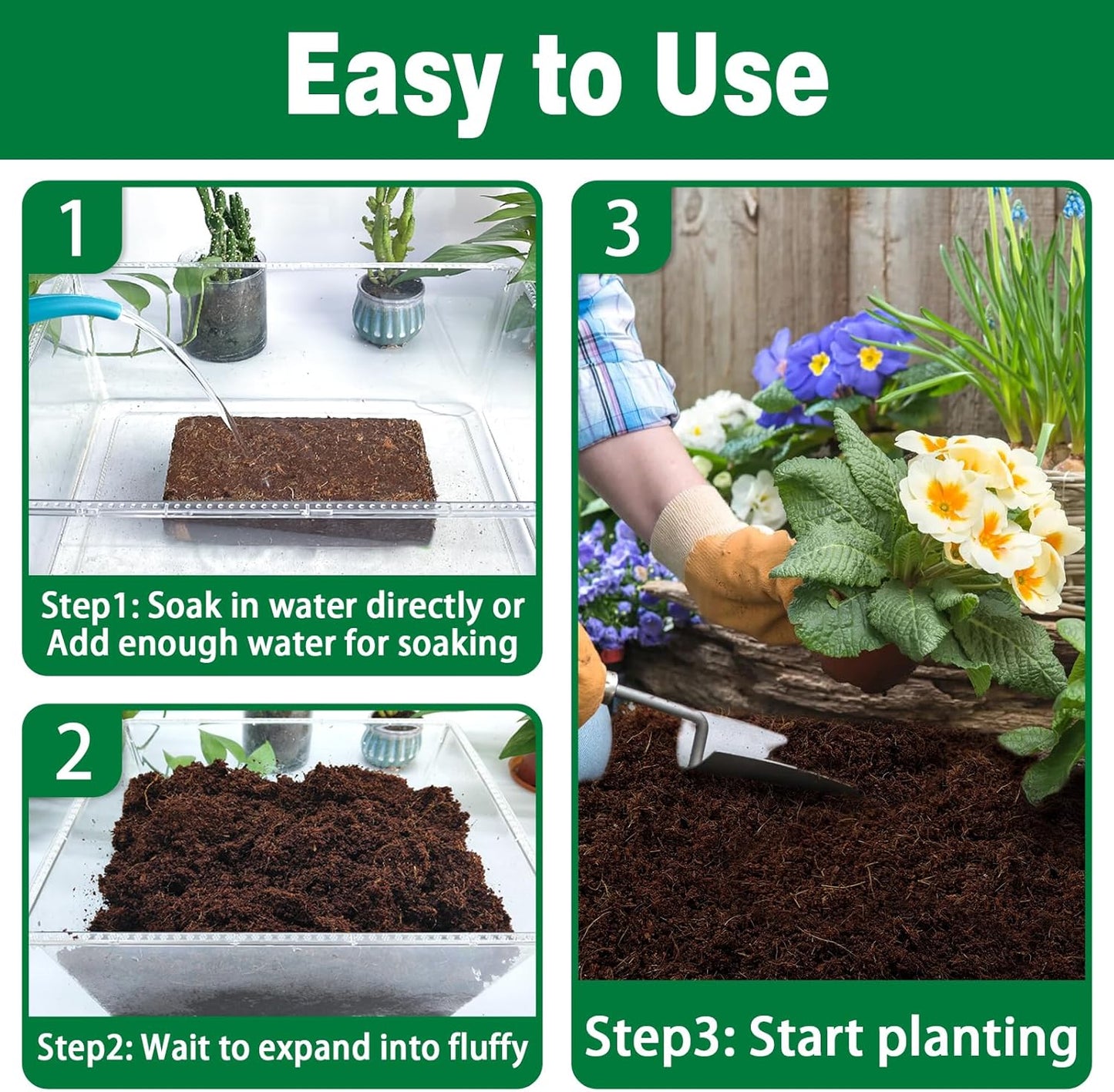 ZeeDix 12 Pcs Premium Coco Coir Brick- Natural Compressed Coconut Coir Bricks Coco Coir Fiber Potting Soil with Low EC and pH Balance, 100% Organic Coconut Coir for Plants Gardening Herbs Reptiles