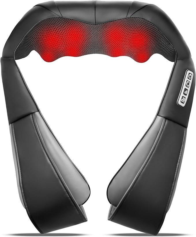 Shiatsu Neck and Back Massager with Heat, Electric Deep Tissue Kneading Neck and Shoulder Massage, Best Gifts for Women Men Mom Dad Mothers Fathers Day Birthday Gift (NOT Cordless)
