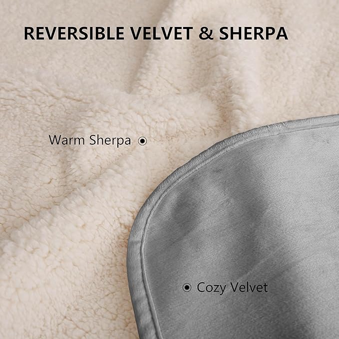Waterproof Blanket for Bed, Leak Proof Dog Couch Sherpa Throw Blankets Reversible Pet Sofa Furniture Protector Machine Washable-86 x120,Grey