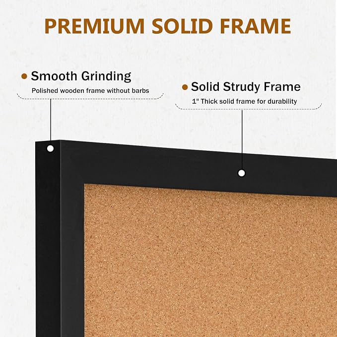 DOLLAR BOSS Cork Board for Wall 24" x 18" Bulletin Board for Wall