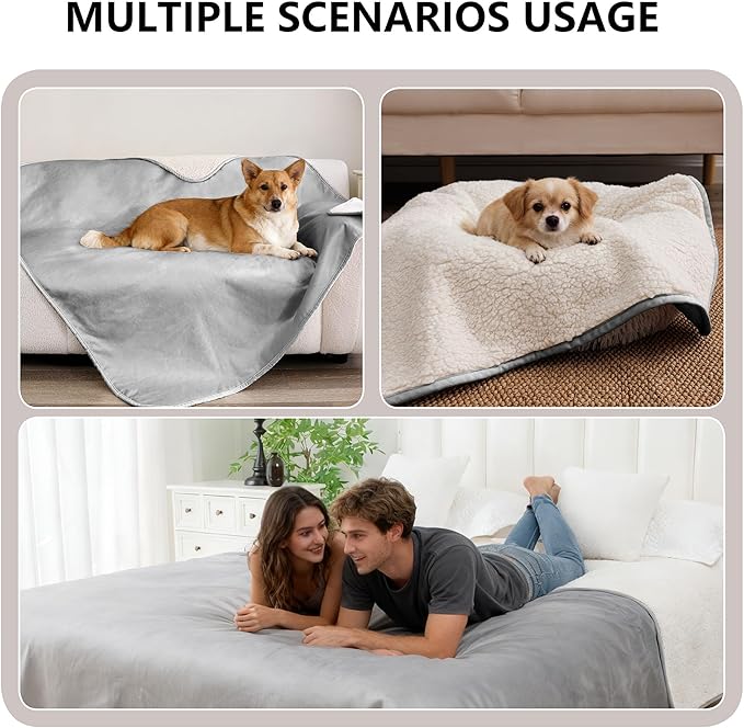 Waterproof Dog Blanket for Small Dog, Leak Proof Pet Couch Sherpa Throw Blankets for Cat, Reversible Sofa Bed Protector Machine Washable-25 x35,Darkgrey