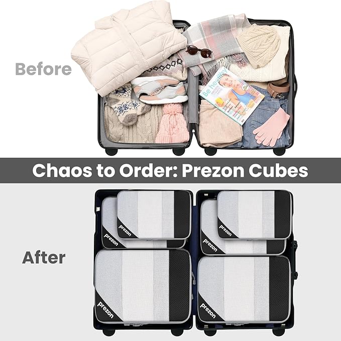 8 Set/6 Set/4 Set Compression Packing Cubes for Travel, Lightweight Vacation Travel Essentials, Travel Accessories for Suitcase Organizer Bags Set, Durable Luggage Organizer