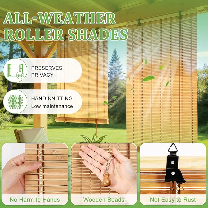 Bamboo Blinds 32x48 inch Bamboo Roman Shades