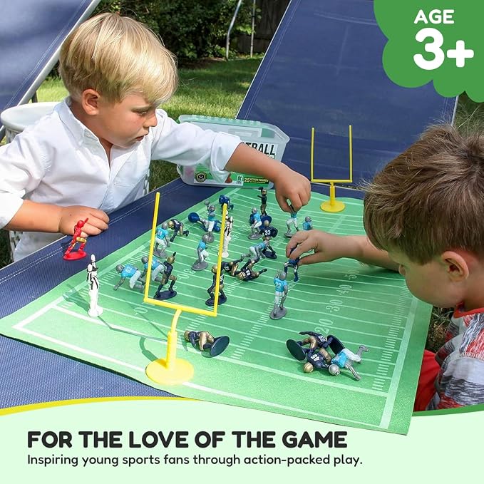 Kaskey Kids Football Guys, Red Gold vs. Blue Silver, 30 Pieces in Each Set, Includes 2 Teams, Accessories, and Travel Storage Case, Nostalgic Sports Action Figures for Imaginative Play, Ages 3 and Up