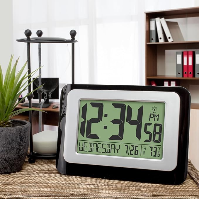 La Crosse Technology W88631 Digital Atomic Black Wall Clock