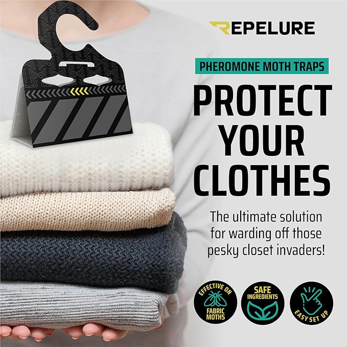 Premium Moth Traps for Clothes - Strongest Luring and Stickiest Closet Moths Traps - Killer Indoor Repellent for Closets (6 Pack)