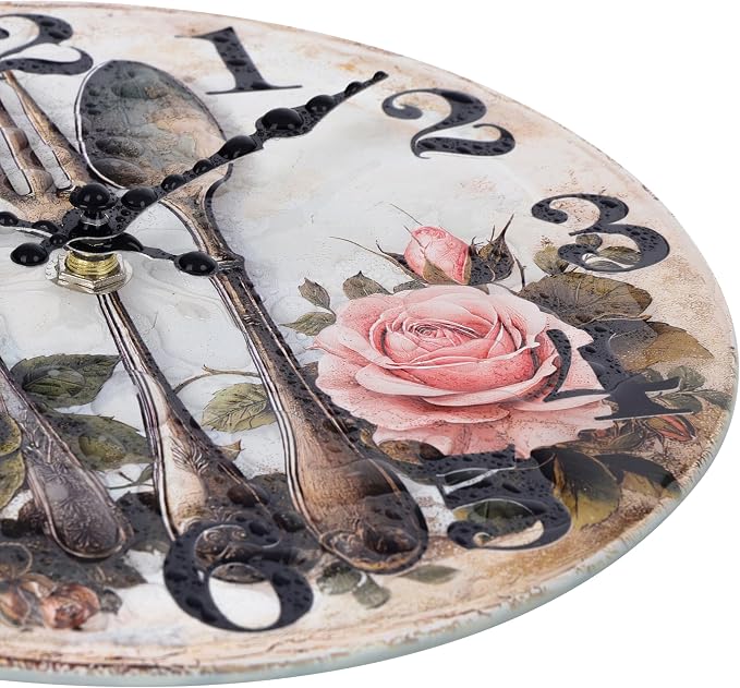 Kitchen Wall Clock, Vintage Floral Wall Clocks