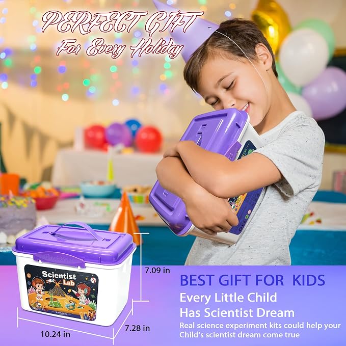 Educational Science Kit for Kids - 56 Science Lab Experiments with Lab Coat Scientist Costume, Science Kits for Kids Age 6-8-10-12, 70+ PCS DIY Stem Projects, Educational Toys for Girls Boys