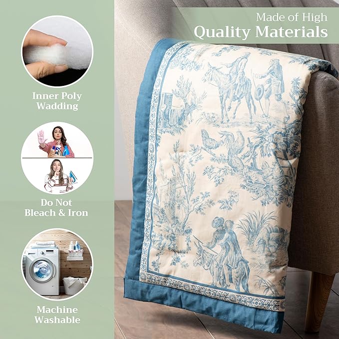 Maison d' Hermine Throw Blanket for Couch Lightweight Soft Warm Breathable Cotton Throw Blankets for Bed Girls Boys Women Men Gifts Sofa Travel Living Room Chair Bedding (60"x80", The Miller)