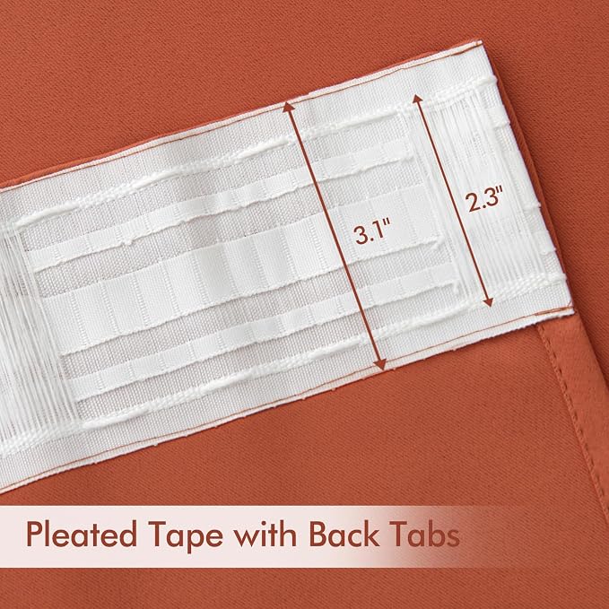 MIULEE Back Tab Burnt Orange Blackout Curtains 102 Inch Long 2 Panels Set