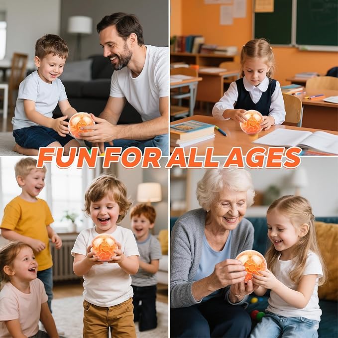 3D Memory Sequential Maze Ball, Puzzle Ball Toy, Brain Teasers for Kids 8-12 - Challenges Game Lover Balls Brain Teasers Game, Christmas Stocking Stuffers(Orange)