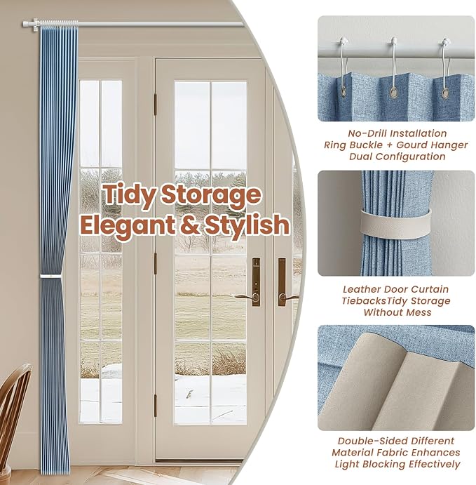 AJAZZ Blackout Accordion Door Curtain 98"x78" Blue
