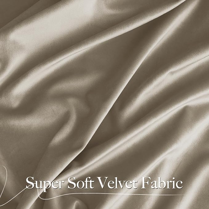 NICETOWN Living Room Camel Velvet Curtains 12 ft Length, Sound and Sunlight