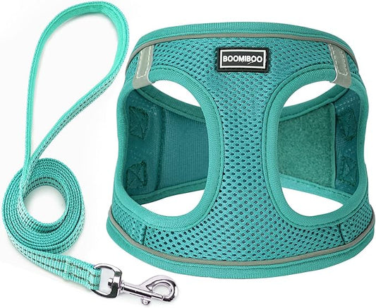 Dog Harness with Leash Set, No Pull Adjustable Reflective Step-in Puppy Pet Vest Harnesses for Small Medium Large Dogs and Cats,Forest Green S