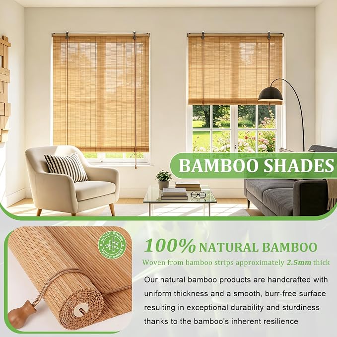 Bamboo Blinds 23x48 inch Bamboo Roman Shades
