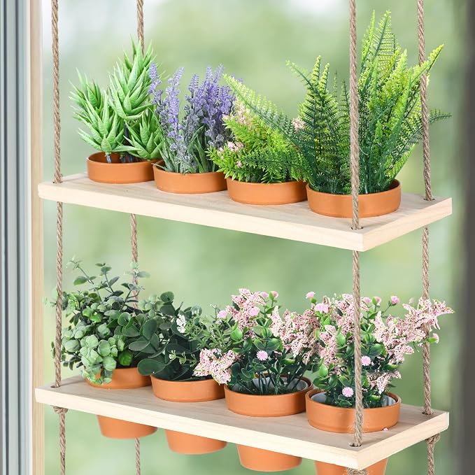 FillTouch 3 Tiered Hanging Herb Planters Hanging Herb Garden Wall