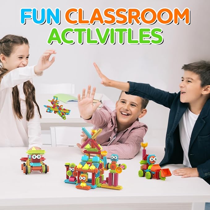 Contixo 144 pcs Bristle Shape 3D STEM Building Toys, Construction Learning Stacking Educational Block, Creativity Beyond Imagination, Inspirational, Safe & Durable, Recreational Toy for Kids Ages 3-8