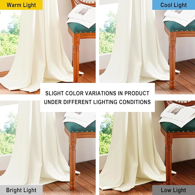NICETOWN Thermal Insulated Velvet Curtains Ivory 96 Inch Length, Heavy Duty