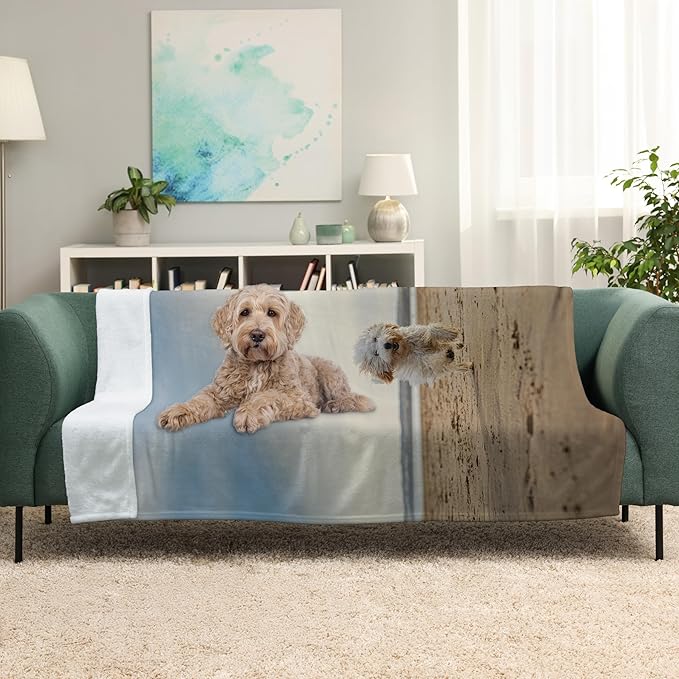 Prints Next Day – Custom 50" x 60" Sherpa Pet Lightweight Blanket with Photo Upload - Gift for Dog or Cat Owners - Personalized Couch Throw - Printed in America