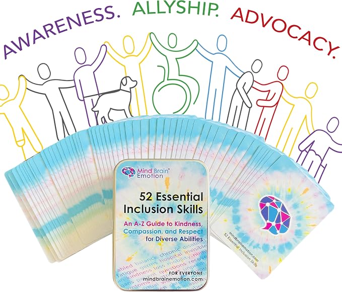 Mind Brain Emotion 52 Essential Inclusion Skills - A to Z Guide to Kindness, Compassion, Respect for Diversity and Disabilities - Educational Cards and Health Advocate to Teach Kids Empathy