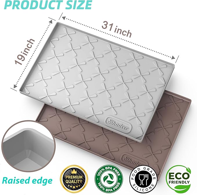 SIKADEER 31" x 19" Under Sink Mat Waterproof, Silicone Mat Kitchen Drawer Shelf and Cabinet Liner, Sink Protector for Kitchen Organizers and Storage, Boot Tray Pet Food Mats