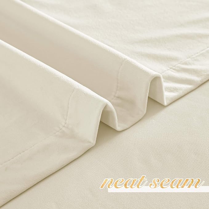 NICETOWN Thermal Insulated Velvet Curtains Ivory 96 Inch Length, Heavy Duty