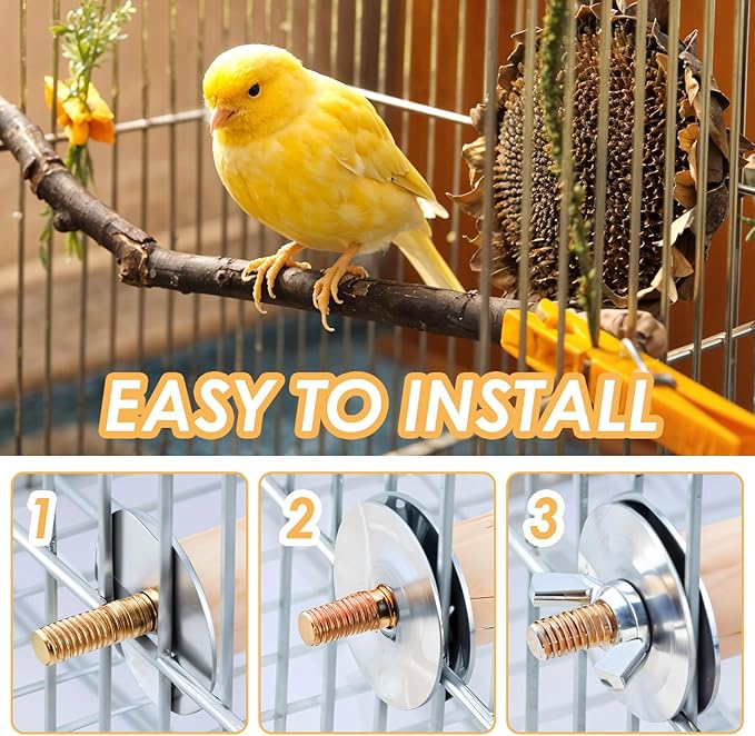 Bird Cage Sticks Wooden Parakeet Perches Cockatiel Cage Wooden Sticks Parrot Bird Stick for Cages Parrot Canary Budgie Canaries Conures Finches