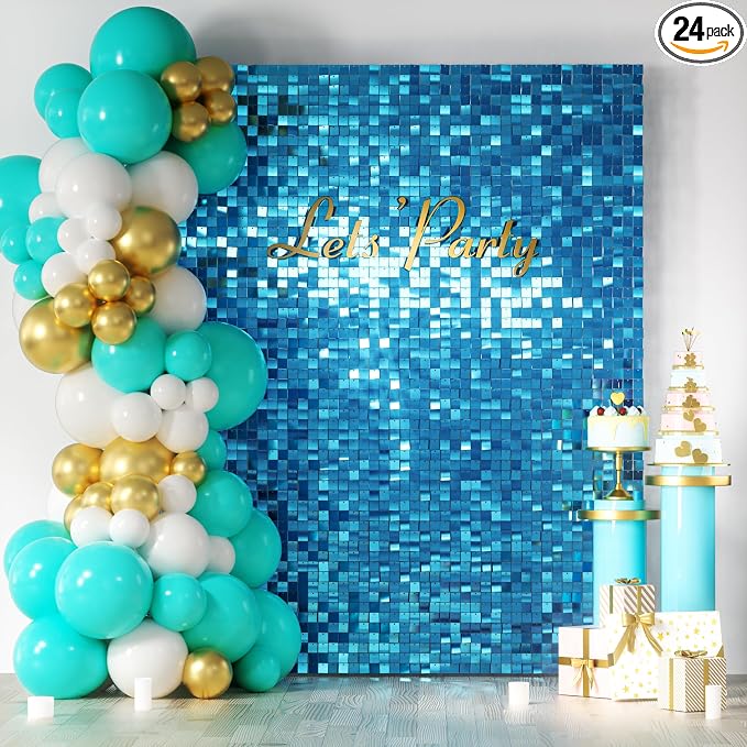 COKAOBE Turquoise Blue Shimmer Wall Backdrop, Photo Backdrops