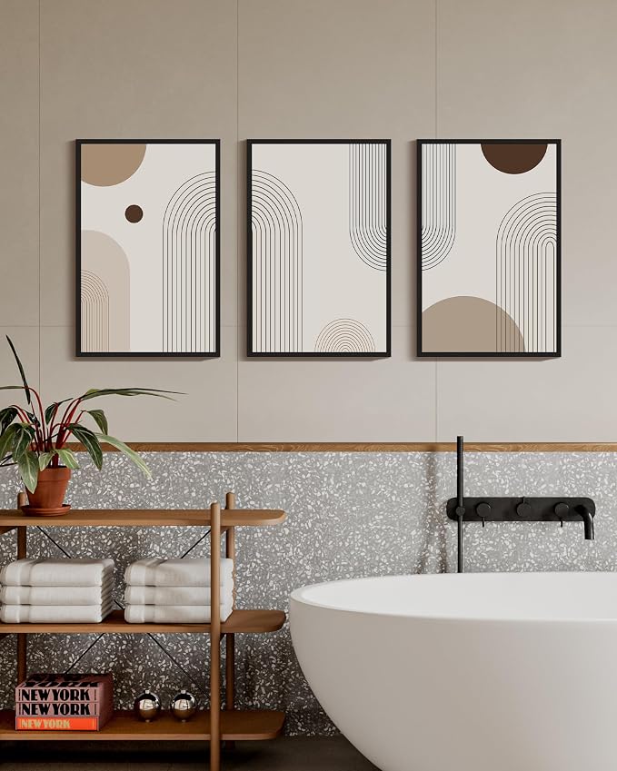 PHOPAGO Boho Wall Art Minimalist Bohemain Framed Wall Printing 16x24in Abstract