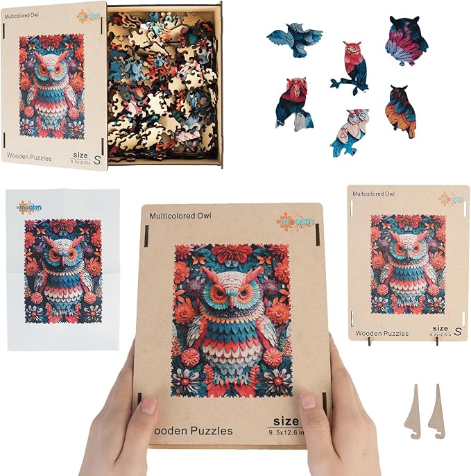 MEATRN Wooden Puzzles for Adults, 515 Pieces Owl Wood Puzzles | Forest Wildlife Animal Theme Jigsaw Puzzles, Relaxing Family Game & Creative Gift, 13.4x17.7in