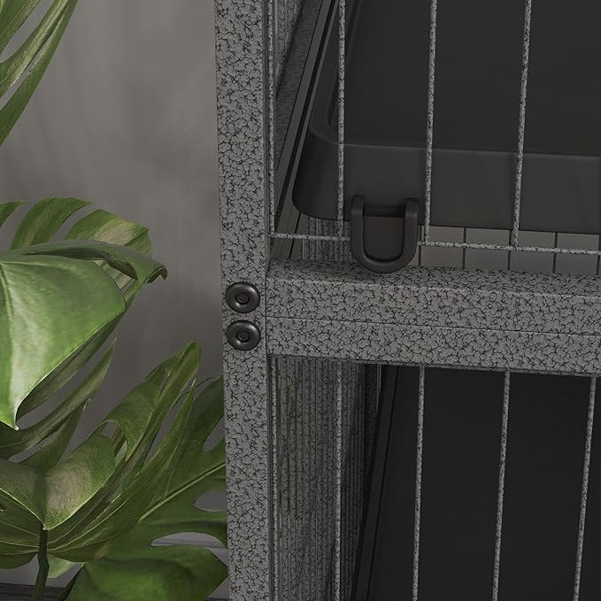 PawHut 50" 5-Tier Small Animal Cage, Ferret Cage, Large Chinchilla Cage with Hammock Accessory & Heavy-Duty Steel Wire, Small Animal Habitat with 4 Doors, Removable Tray, Gray