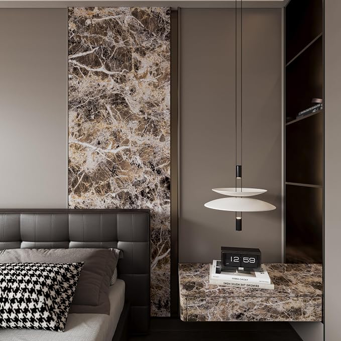 BAYYA Brown Marble Paper Granite Peel and Stick Kitchen Backsplash Wallpaper