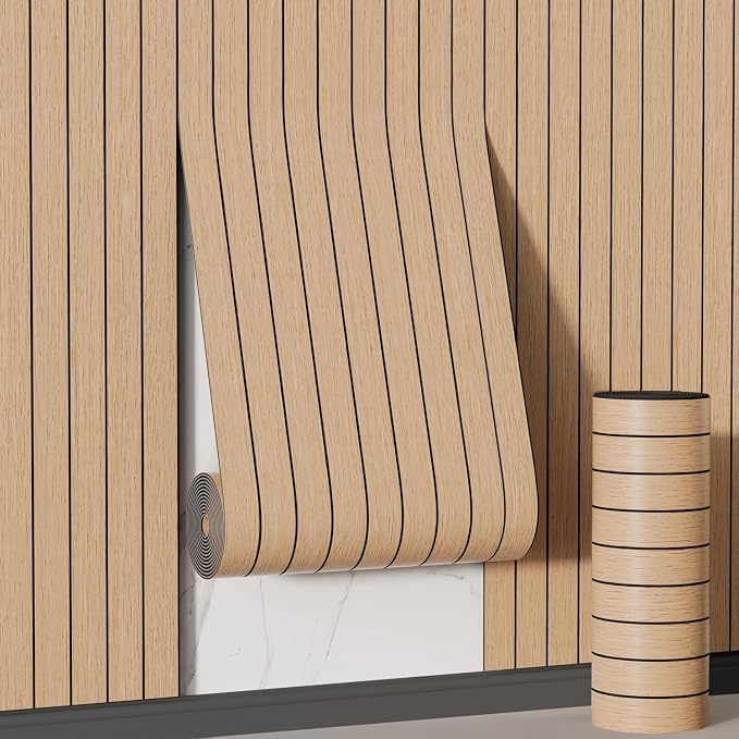 Arthome Peel and Stick Slat Wall Panels 15.7 "x240, Self-Adhesive PVC Wood