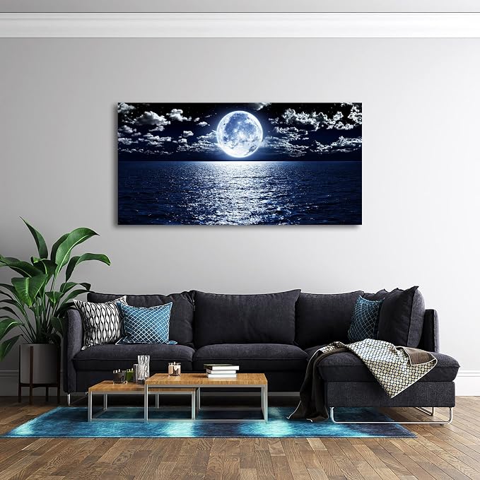 Cao Gen Decor Art S06975 Wall Art Canvas Prints Moon Sea Ocean Landscape 1