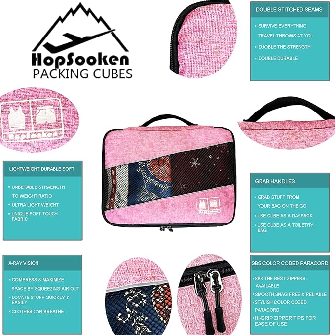 5 Set Packing Cubes for Travel Large Suitcase Luggage Organizer Bags Travel Accessories Vacation 4 Cubes 1 Laundry Pouch Bag