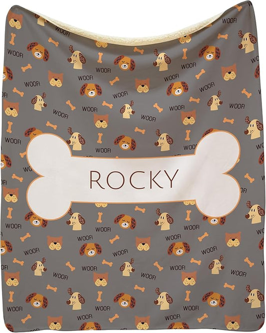 Prints Next Day – Custom 30" x 40" Sherpa Pet Lightweight Blanket with Name - Gift for Dog or Cat Owners - Personalized Couch Throw - Puppy Patterned - Printed in America