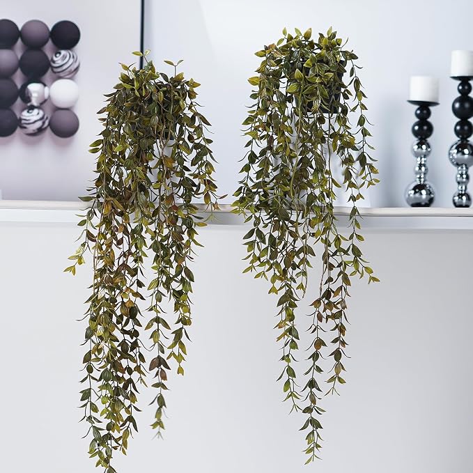Artificial Hanging Plant 2 Pcs Faux Plant Ivy Vine Faux Eucalyptus Vines Fake