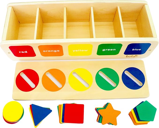 Dailyfunn Montessori Toys Color&Shape Sorting Learning Matching Box for Baby Toddlers 1-3 Year Old