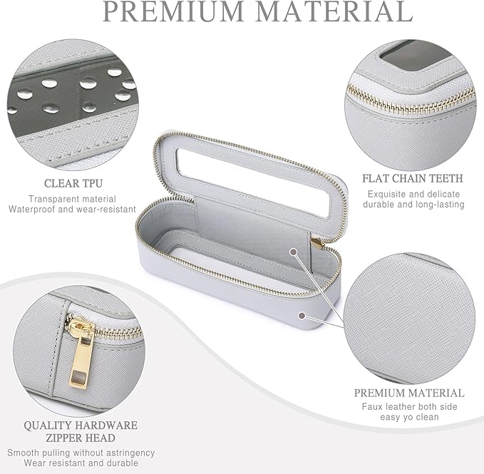 Pinkmik Makeup Brush Bag Slim Clear Makeup Bag Transparent Travel Cosmetic Case & Toiletry Bag with Zipper Small Beatuy Makeup Bag Purse Organizer for Women (Gray, SLIM)