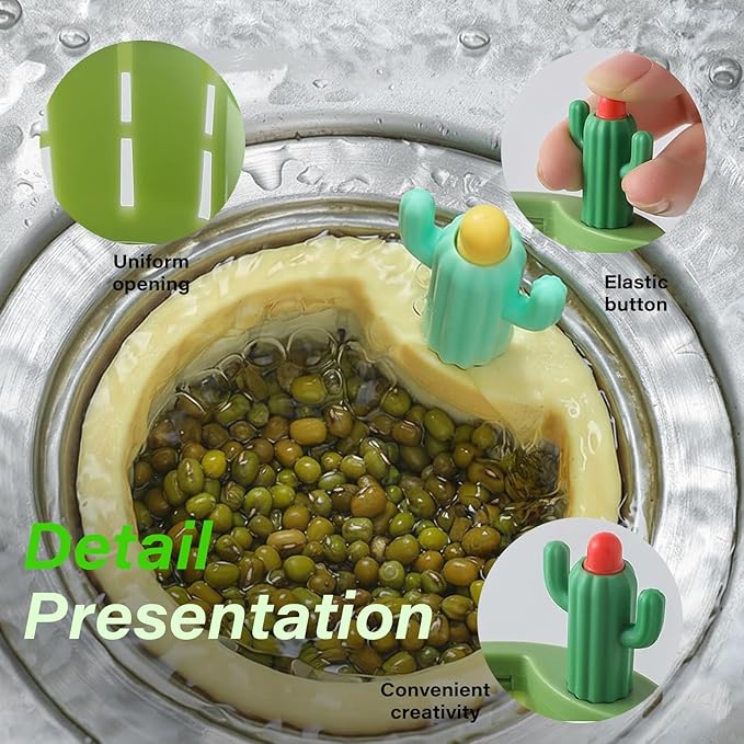 Cactus Kitchen Sink Drain Strainer, 2026 New Upgrade Self-Cleaning Press Dumping Basket, Faucet Hanging Filter Basket, Food Residue Collector Kitchen Bathroom Accessory (Yellow)