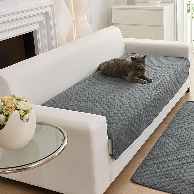 Waterproof Dog Couch Cover Protector Absorbent Quick Dry Non Slip Sofa Cover for Dogs Washable Pet Bed Couch Cover (Grey,39"x50")