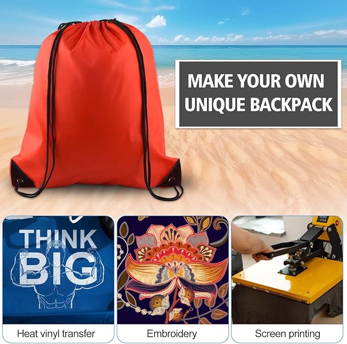 KUUQA 50Pcs Red Drawstring Backpack Bag Sack Drawstring Bags Bulk String Bags Storage Bags for Sport Gym Traveling