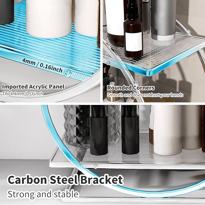 Perfume Organizer for Bedroom Dresser- Sliver Makeup Organizers for Vanity, 2 Tier Bathroom Countertop Organizer Perfume Tray Skincare Storage Cosmetic Display Rack, Make Up Counter Shelf