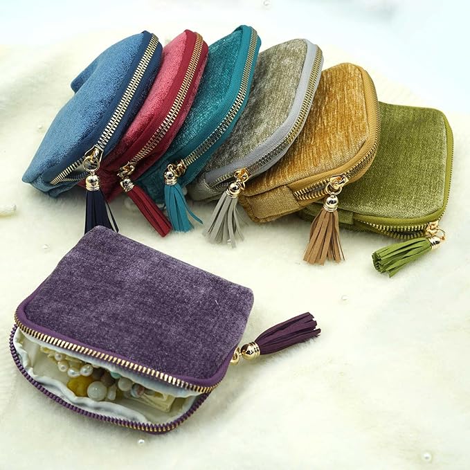 Travel Jewelry Case, Travel Jewelry Organizer, Travel Jewelry Bag with Zipper, Small Travel Jewelry Pouch for Necklaces Bracelets Bangles Rings Earrings Gemstones Storage (Khaki)